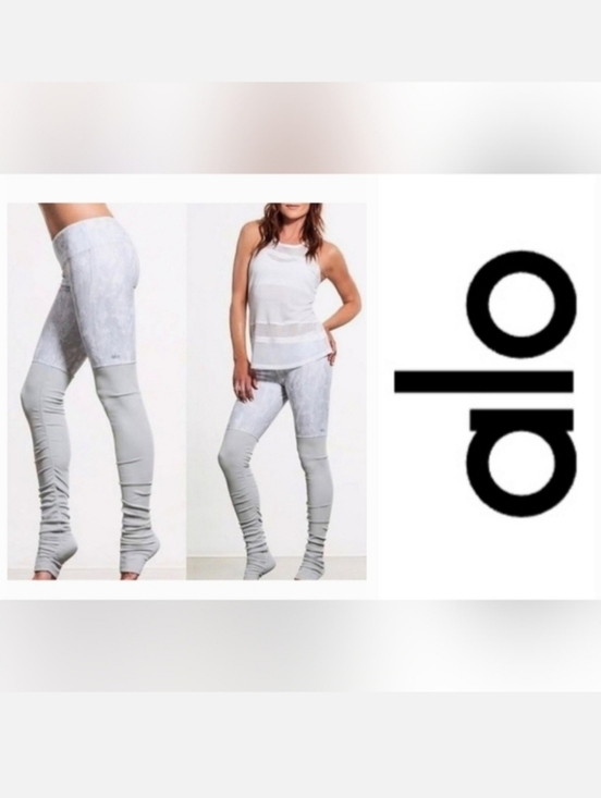 ALO Yoga Pants - Alo Yoga High-Waist Goddess Legging Airbrush White/Dove Grey Colorblock Sz S